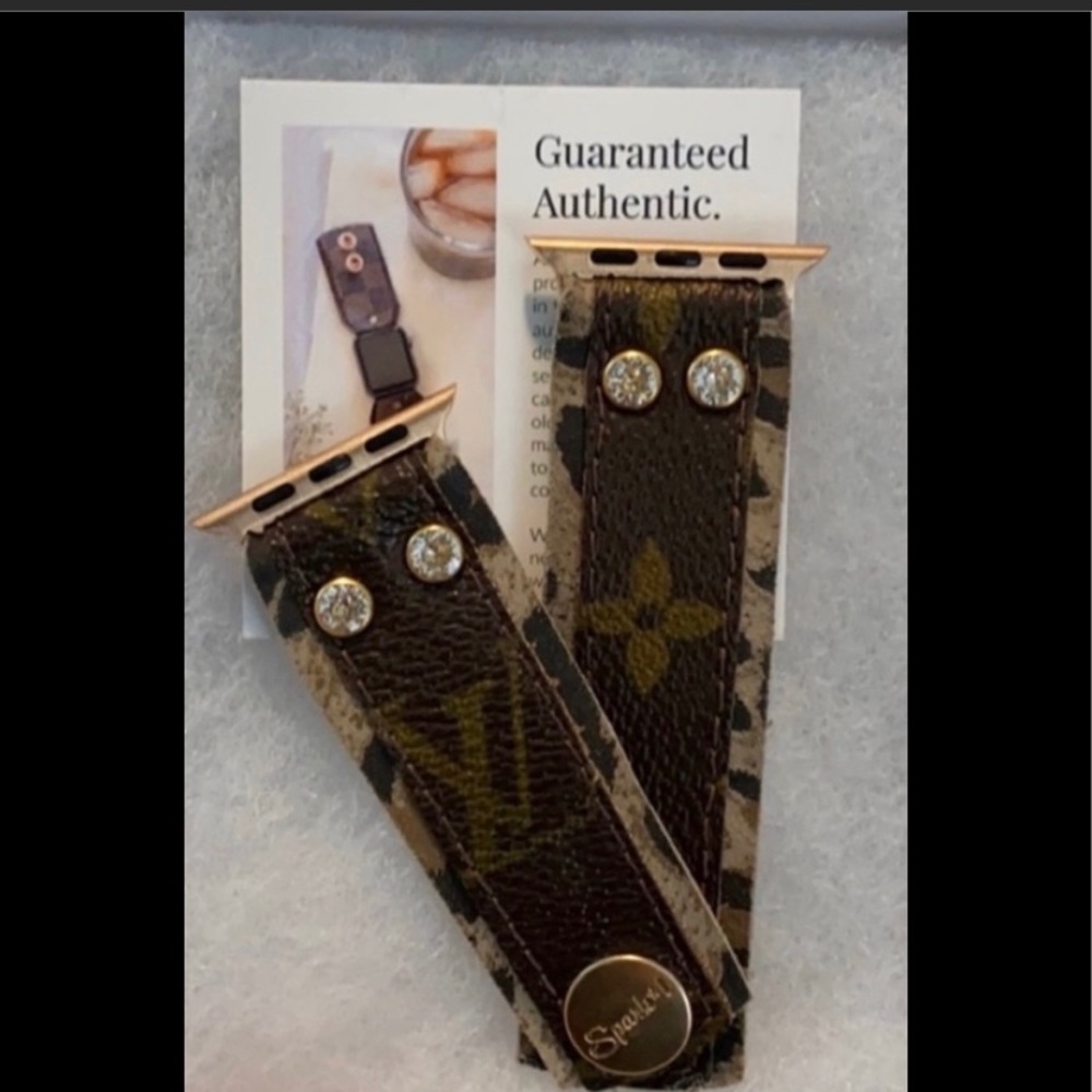 Spark*l Lv upcycled leopard Apple Watch band